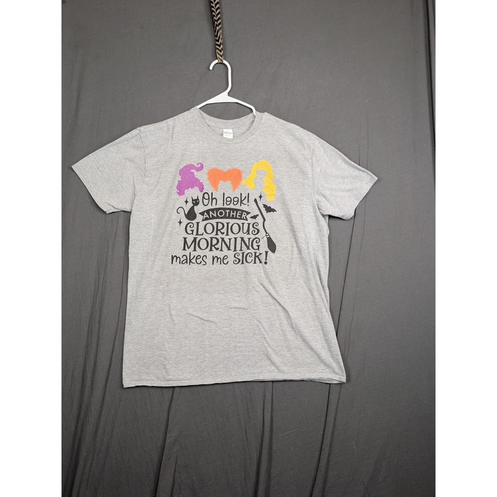 Gildan Short Sleeve Gray T Shirt Size Large "Hocus Pocus Themed"